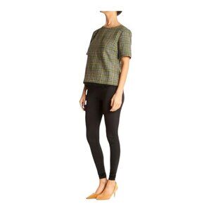 Banana Republic Wool Blend Plaid Short Sleeve Top Womens S